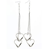 Mi Amore Heart Long Drop-Dangle-Earrings Silver-Tone & Clear