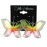 Mi Amore Butterfly Dangle-Earrings Silver-Tone/Multicolor
