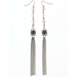 Mi Amore Long Drop-Dangle-Earrings Silver-Tone/Pink