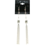 Mi Amore Long Drop-Dangle-Earrings Silver-Tone/Pink