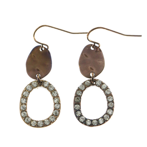 Mi Amore Crystal Accents Drop-Dangle-Earrings Bronze-Tone