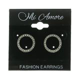 Mi Amore Crystal Accents Post-Earrings Silver-Tone