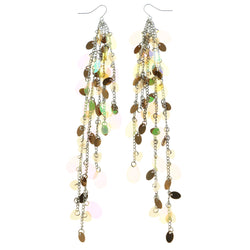 Mi Amore AB Finish Accents Chain Tassels Dangle-Earrings Silver & Copper-Tone