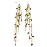 Mi Amore AB Finish Accents Chain Tassels Dangle-Earrings Silver & Copper-Tone