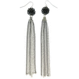 Mi Amore Long Drop-Dangle-Earrings Silver-Tone/Black