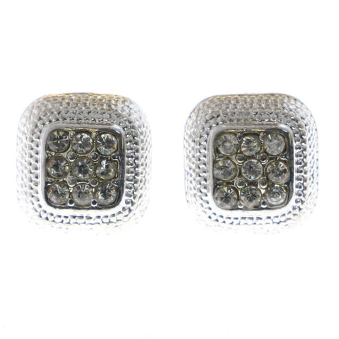 Mi Amore Crystal Accents Post-Earrings Silver-Tone