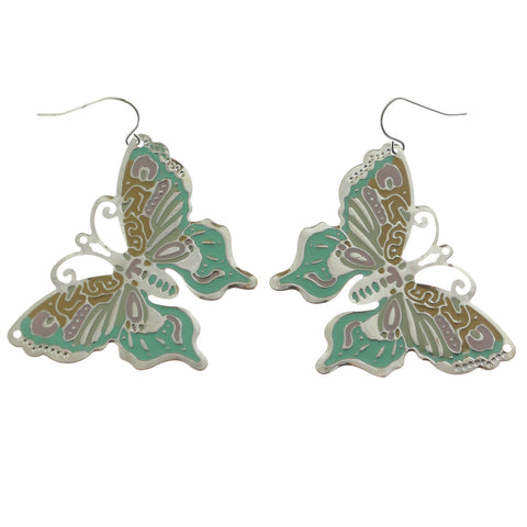 Mi Amore Butterfly Dangle-Earrings Silver-Tone/Multicolor