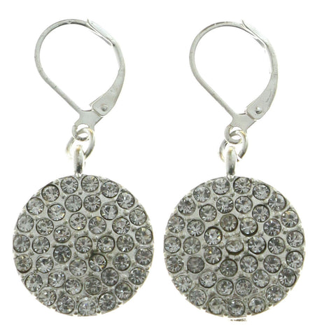 Mi Amore Crystal Accents Dangle-Earrings Silver-Tone