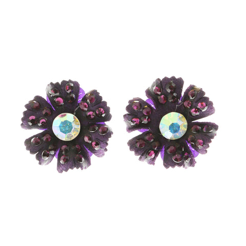 Mi Amore Flower Post-Earrings Purple/Multicolor