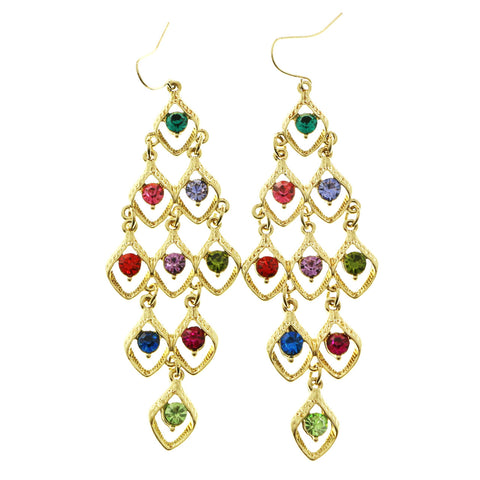 Mi Amore  Crystals Dangle-Earrings Gold-Tone/Multicolor