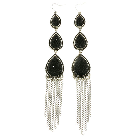 Mi Amore Dangle-Earrings Silver-Tone/Black