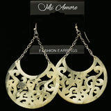 Mi Amore Dangle-Earrings Silver-Tone/White