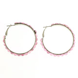 Mi Amore Acrylic Crystals Hoop-Earrings Silver-Tone/Pink