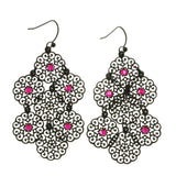 Mi Amore Acrylic Crystals Dangle-Earrings Black/Pink