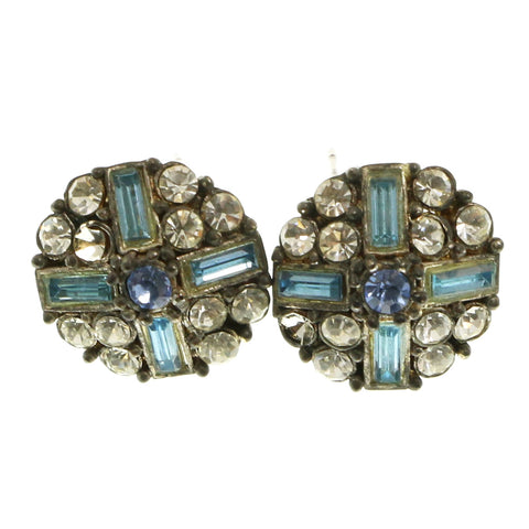 Mi Amore Post-Earrings Silver-Tone/Blue