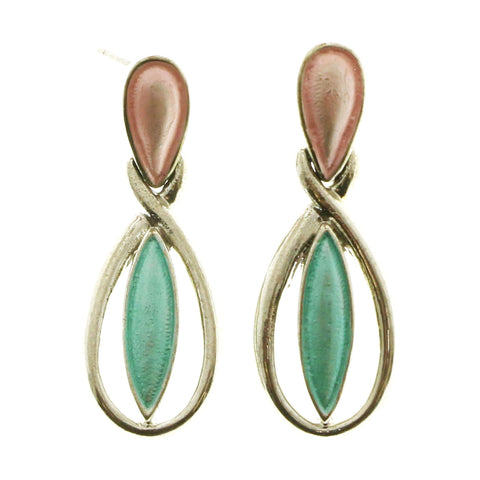 Mi Amore Dangle-Earrings Silver-Tone/Pink