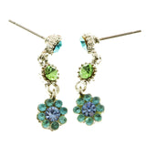 Mi Amore Flower Dangle-Earrings Silver-Tone/Blue