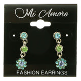Mi Amore Flower Dangle-Earrings Silver-Tone/Blue