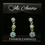 Mi Amore Flower Dangle-Earrings Silver-Tone/Blue