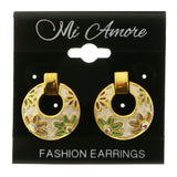Mi Amore Floral Design Dangle-Earrings Gold-Tone/White