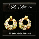 Mi Amore Floral Design Dangle-Earrings Gold-Tone/White