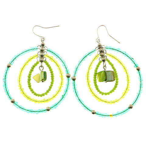 Mi Amore Shell  Dangle-Earrings Silver-Tone/Green