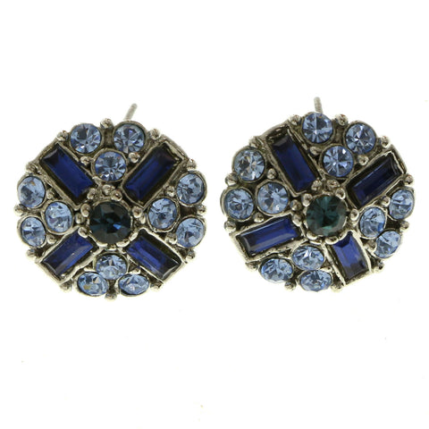 Mi Amore Blue Crystals Post-Earrings Silver-Tone/Blue