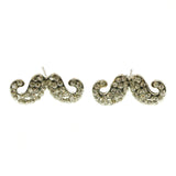 Mi Amore Mustache Post-Earrings Silver-Tone