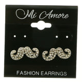 Mi Amore Mustache Post-Earrings Silver-Tone