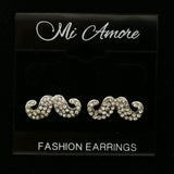 Mi Amore Mustache Post-Earrings Silver-Tone