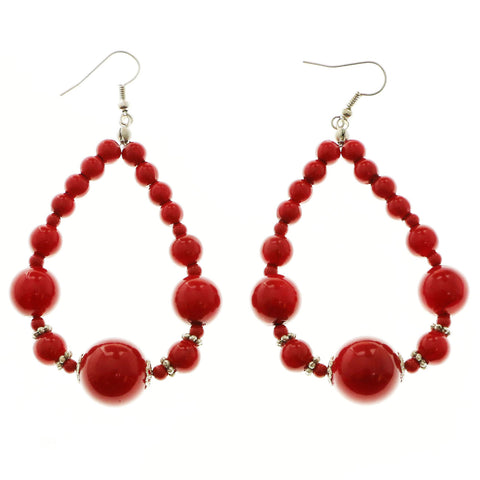 Mi Amore Dangle-Earrings Silver-Tone/Red