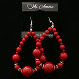 Mi Amore Dangle-Earrings Silver-Tone/Red