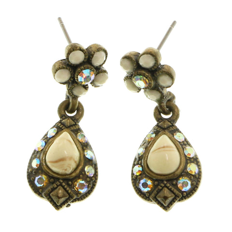 Mi Amore Flower Dangle-Earrings Bronze-Tone/White