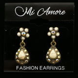 Mi Amore Flower Dangle-Earrings Bronze-Tone/White