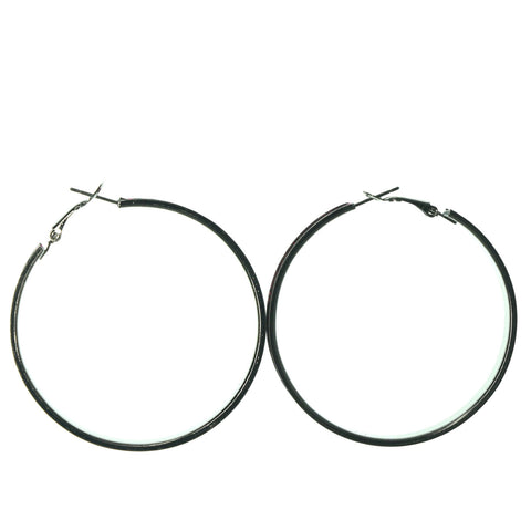 Silver-Tone & Purple Metal Hoop-Earrings