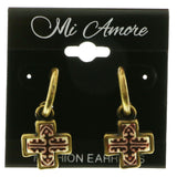 Mi Amore Cross Dangle-Earrings Bronze-Tone/White