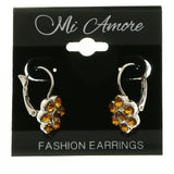 Mi Amore Flower Crystal Dangle-Earrings Silver-Tone & Gold-Tone