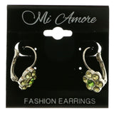 Mi Amore Flower Crystal Dangle-Earrings Silver-Tone & Green