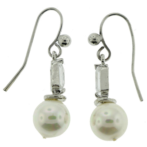Mi Amore Dangle-Earrings Silver-Tone/White