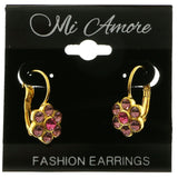 Mi Amore Flower Crystal Dangle-Earrings Gold-Tone & Pink