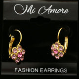 Mi Amore Flower Crystal Dangle-Earrings Gold-Tone & Pink