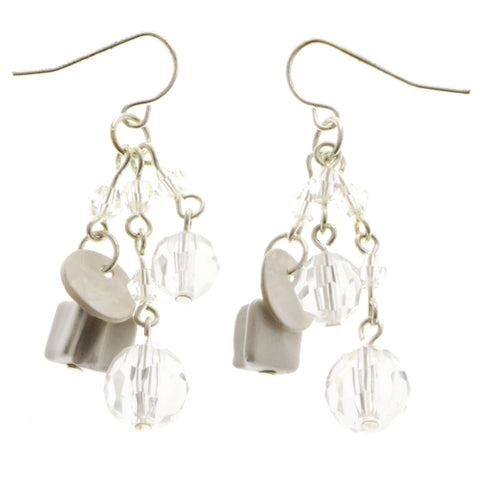 Mi Amore Drop-Dangle-Earrings Silver-Tone/White