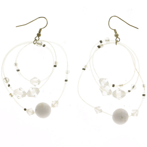 Mi Amore Drop-Dangle-Earrings White/Bronze-Tone