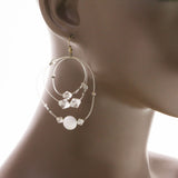 Mi Amore Drop-Dangle-Earrings White/Bronze-Tone