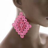 Mi Amore Dangle-Earrings Pink/Silver-Tone