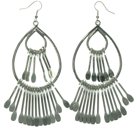Silver-Tone Metal Dangle-Earrings