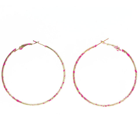 Mi Amore Hoop-Earrings Silver-Tone/Pink
