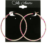 Mi Amore Hoop-Earrings Silver-Tone/Pink