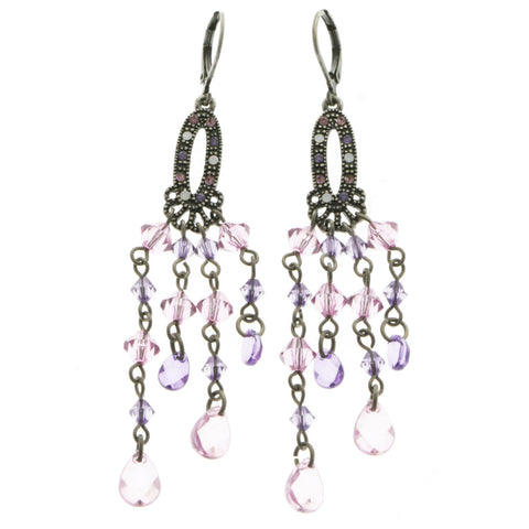 Mi Amore Drop-Dangle-Earrings Purple/Silver-Tone