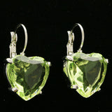Mi Amore Heart Dangle-Earrings Green/Silver-Tone